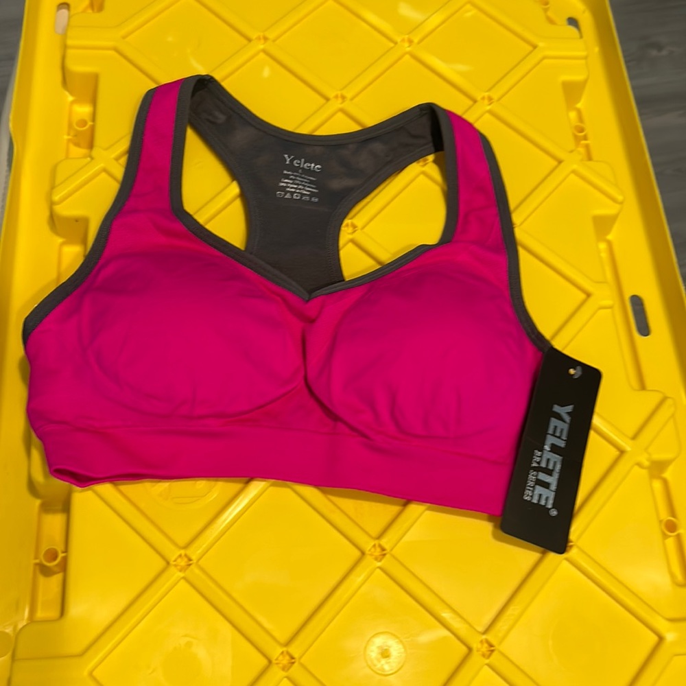 Yelete Pink L padded sports bra